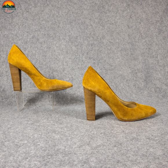 BCBGeneration Clarice Pump Block Heels Yellow Leather Women's Size 8 M - Picture 3 of 10